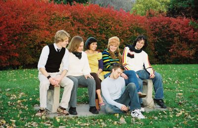 Matthew Hope and Friends Sitting on a Bench